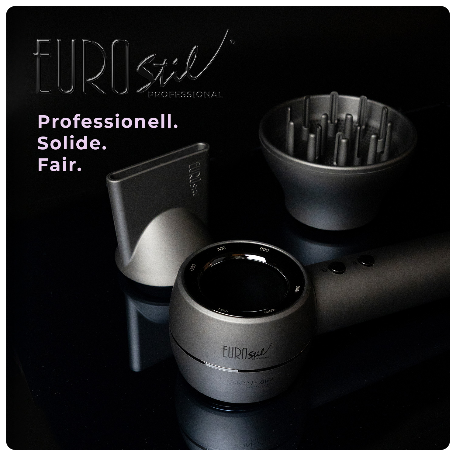 Eurostil Professional Haartrockner mit Stylingaufsätzen – professionelles Salon-Tool für präzises Styling und zuverlässige Performance