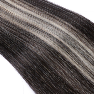 25 x Keratin Bonding Hair Extensions - 1b/Grey Gestrhnt - 100% Echthaar - NOVON EXTENTIONS