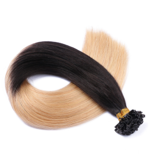 25 x Keratin Bonding Hair Extensions - 1b/24 Ombre - 100% Echthaar - NOVON EXTENTIONS 40 cm - 1 g