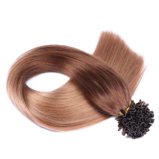 25 x Keratin Bonding Hair Extensions - 4/27 Ombre - 100% Echthaar - NOVON EXTENTIONS 60 cm - 0,5 g