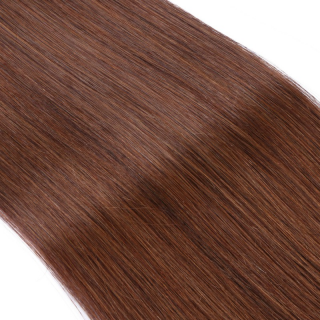 25 x Micro Ring / Loop - 6 Braun - Hair Extensions 100% Echthaar 60 cm - 1 g