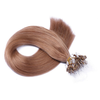 25 x Micro Ring / Loop - 12 Hellbraun - Hair Extensions 100% Echthaar - NOVON EXTENTIONS 50 cm - 1 g