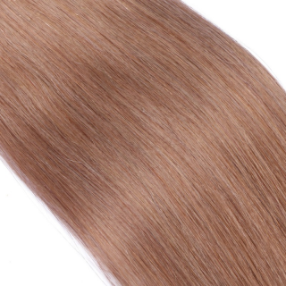 25 x Micro Ring / Loop - 12 Hellbraun - Hair Extensions 100% Echthaar - NOVON EXTENTIONS 60 cm - 1 g