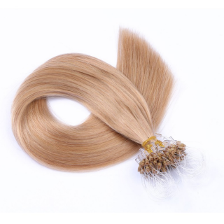 25 x Micro Ring / Loop - 20 Aschblond - Hair Extensions 100% Echthaar - NOVON EXTENTIONS 50 cm - 1 g