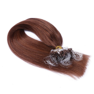 25 x Micro Ring / Loop - 33 Rotbraun - Hair Extensions 100% Echthaar - NOVON EXTENTIONS 50 cm - 0,5 g