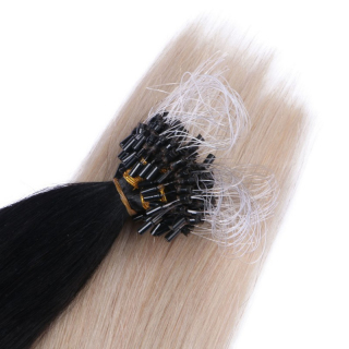 25 x Micro Ring / Loop - 1b/Grey Ombre - Hair Extensions 100% Echthaar - NOVON EXTENTIONS 60 cm - 1 g
