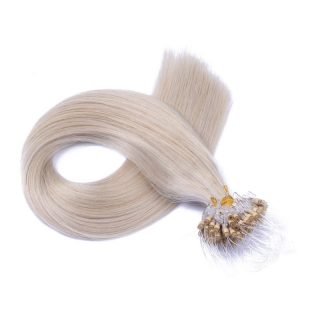 25 x Micro Ring / Loop - Grey / Grau - Hair Extensions 100% Echthaar - NOVON EXTENTIONS 60 cm - 0,5 g