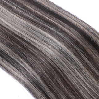 25 x Micro Ring / Loop - 1b/Grey Gestrhnt - Hair Extensions 100% Echthaar - NOVON EXTENTIONS 60 cm - 0,5 g
