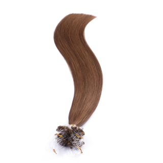 25 x Micro Ring / Loop - 7 Mittelnaturblond - Hair Extensions 100% Echthaar - NOVON EXTENTIONS 60 cm - 1 g